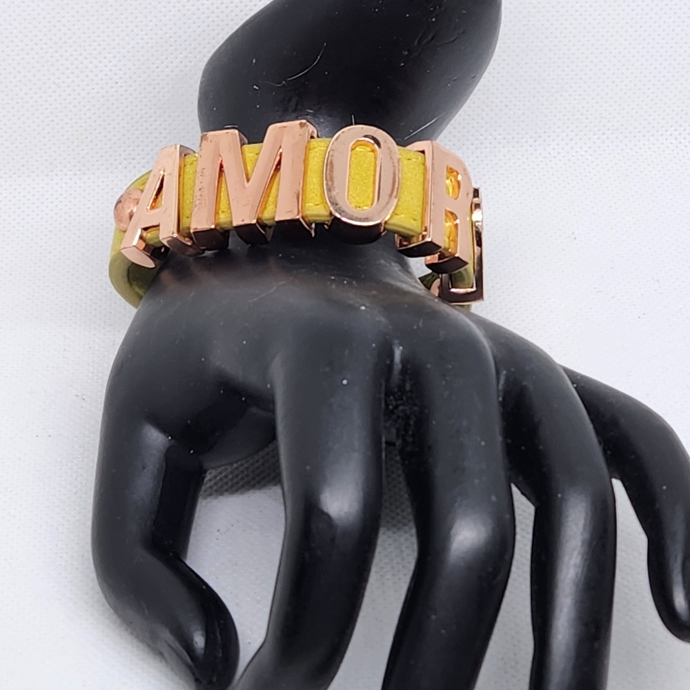 BCBG Generation AMOR Love Valentine's Lime Green Bracelet AMORE Leather Like